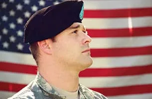 Career Marketing Techniques - Military man in front of USA flag